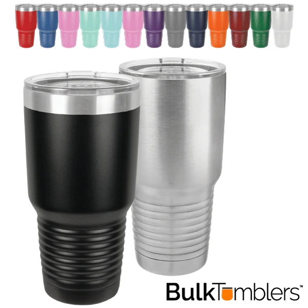CASE of 24 - Blank 30 oz Stainless Steel Insulated SureGrip Tumblers with Lid