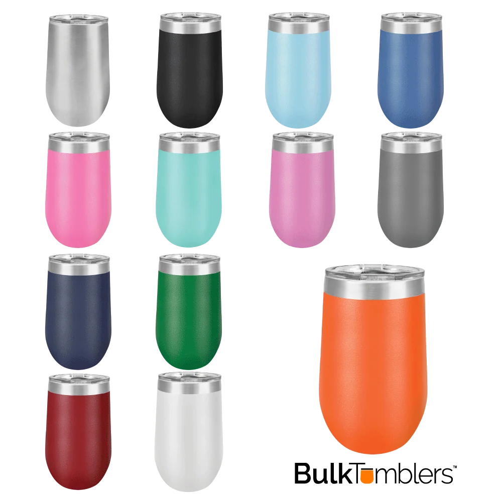KASSE med 24 - 16 oz blank isoleret stammeløs vinglas-tumbler i rustfrit stål med låg