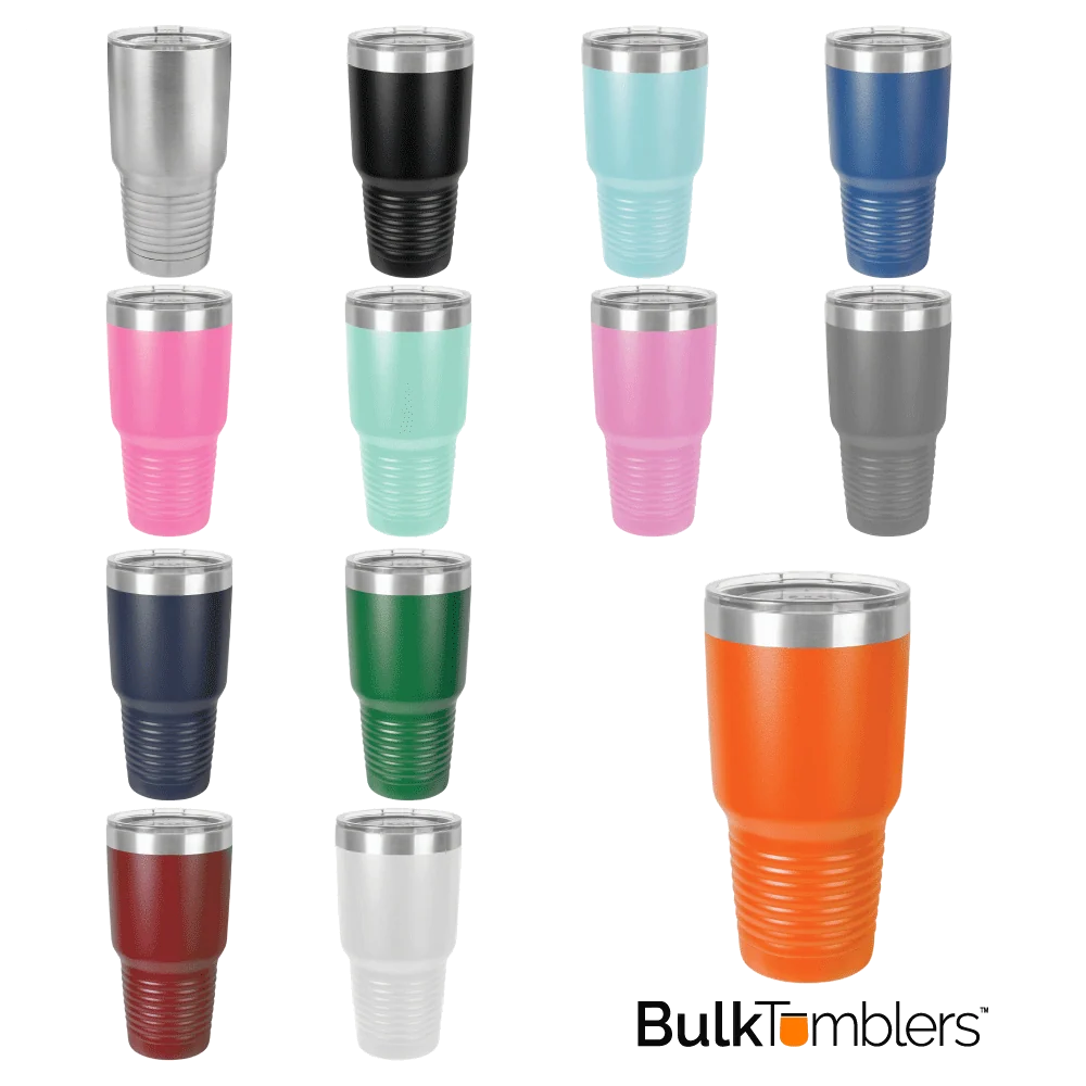 CASE of 24 - Blank 30 oz Stainless Steel Insulated SureGrip Tumblers with Lid
