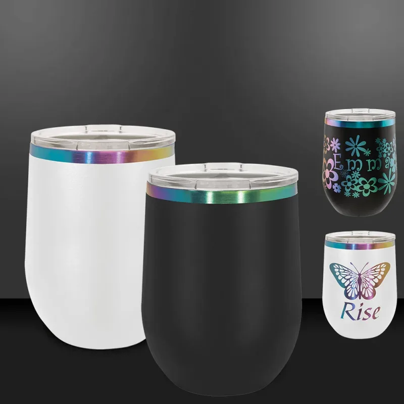 Tumbler da vino placcati a ioni da 12 oz -Mix & Match- Ingrosso personalizzato con logo inciso o stampa a colori