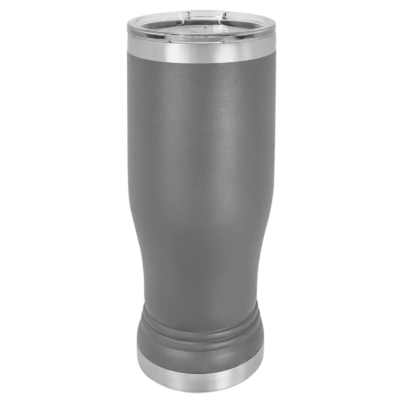 Copo de cerveja pilsner em vidro de 14 oz em branco, aço inoxidável térmico + tampa