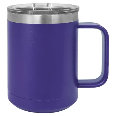 Taza de café de acero inoxidable con aislamiento de 15 oz, doble pared, recubrimiento en polvo (caja de 12)