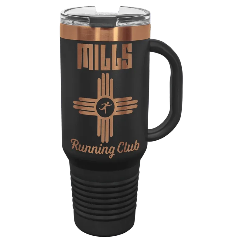 Copper-Ion Plated Polar Camel 40 oz. Travel Mug with Handle, Straw Included
