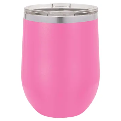 12 oz vinglas-tumbler med logo laserskåret på isolerede vinglas-tumblere i rustfrit stål + låg