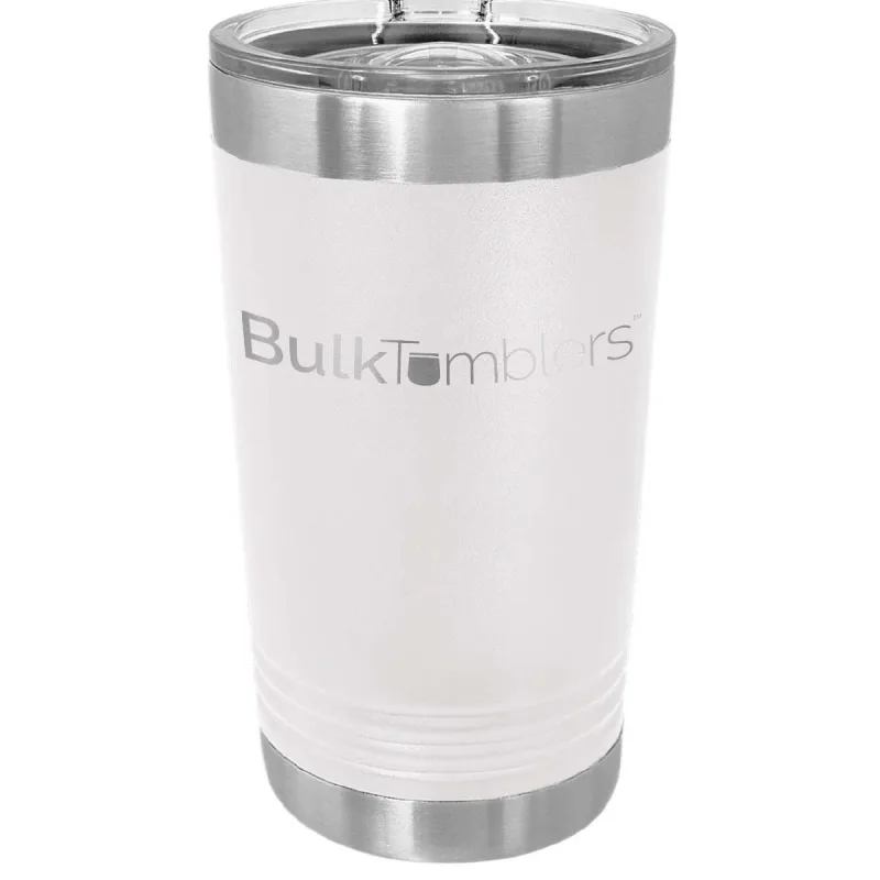 Vaso de pinta de 16 oz con logo grabado a láser en vaso térmico de cerveza de acero inoxidable + tapa