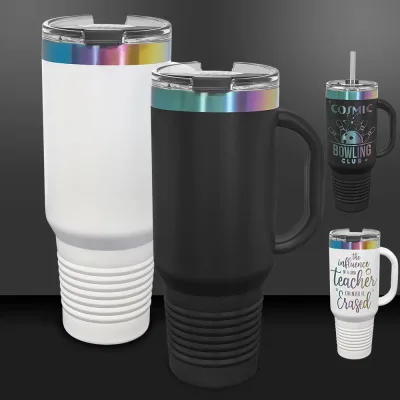 Kubki 40 oz z uchwytem i zatrzaskową pokrywką, powłoka jonowa -Mix & Match- Hurt personalizowany grawer lub nadruk logo w pełnym kolorze