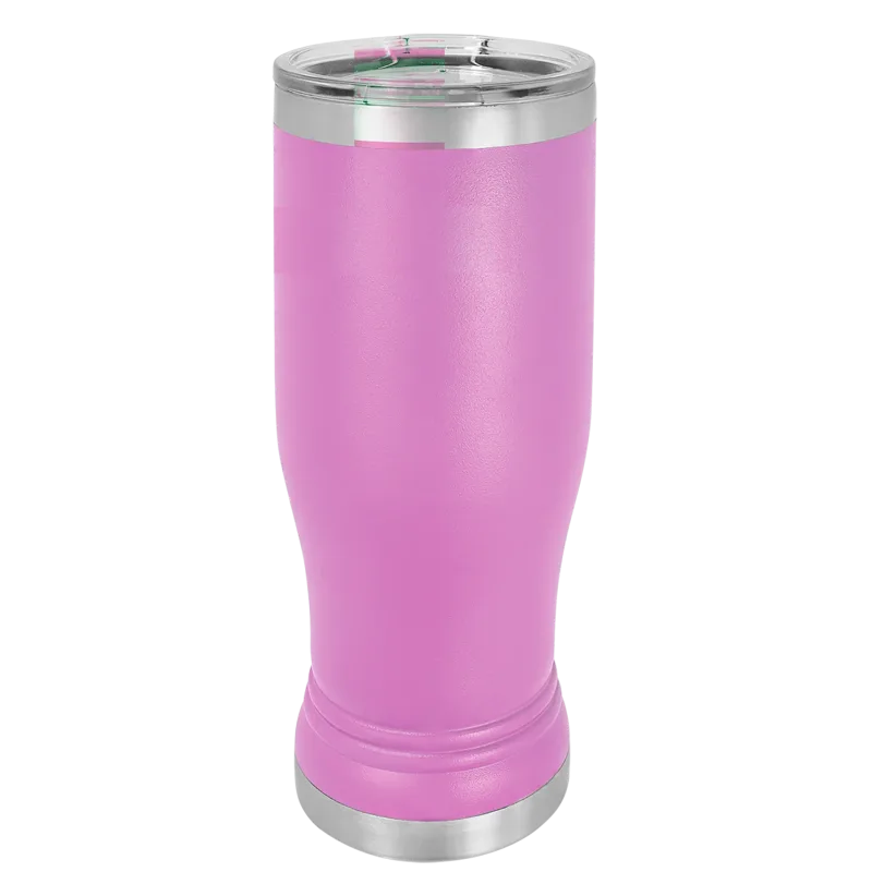 Copo de cerveja pilsner em vidro de 14 oz em branco, aço inoxidável térmico + tampa