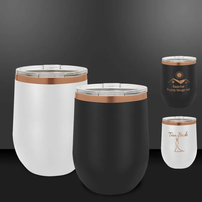 Tumbler da vino placcati a ioni da 12 oz -Mix & Match- Ingrosso personalizzato con logo inciso o stampa a colori