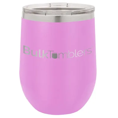 12 oz vinglas-tumbler med logo laserskåret på isolerede vinglas-tumblere i rustfrit stål + låg