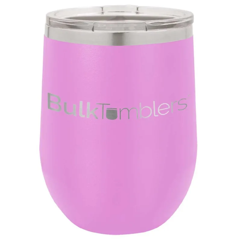 12 oz vinglas-tumbler med logo laserskåret på isolerede vinglas-tumblere i rustfrit stål + låg