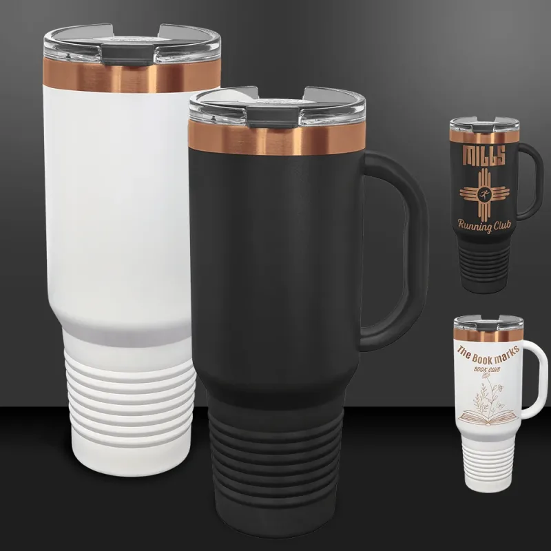 Kubki 40 oz z uchwytem i zatrzaskową pokrywką, powłoka jonowa -Mix & Match- Hurt personalizowany grawer lub nadruk logo w pełnym kolorze
