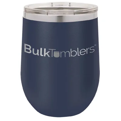 12 oz vinglas-tumbler med logo laserskåret på isolerede vinglas-tumblere i rustfrit stål + låg