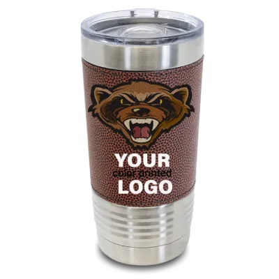 20 oz Football Leather Tumblers -Mix & Match- Bulk Wholesale Personalized Engraved or Full Color Print Logo