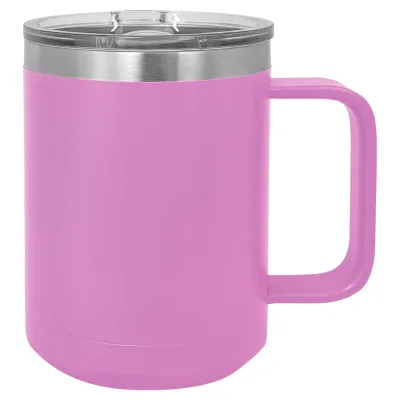 Taza de café de acero inoxidable con aislamiento de 15 oz, doble pared, recubrimiento en polvo (caja de 12)