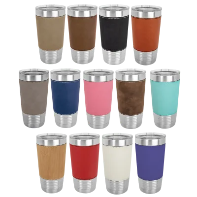 Blank 20 oz Leatherette Tumbler, Isolerad Rostfri Stål + Lock