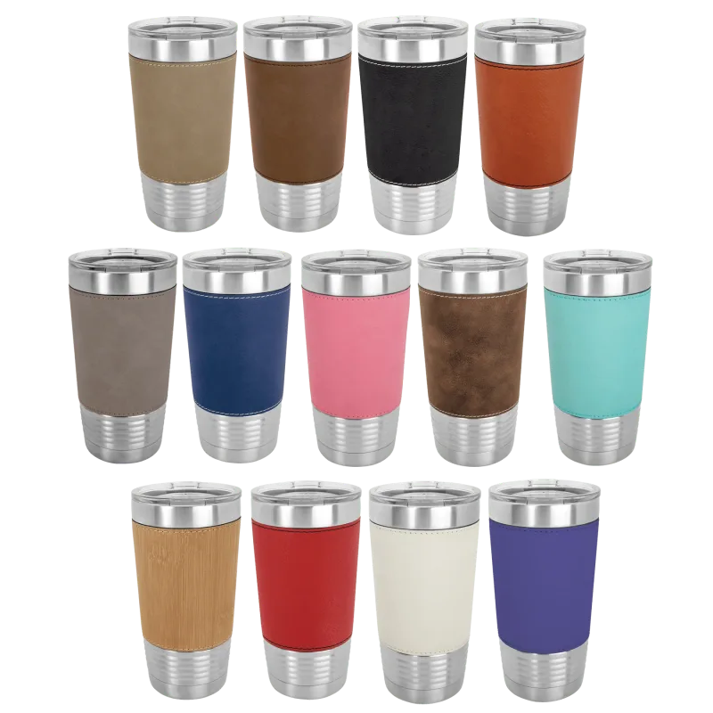 Blank 20 oz Leatherette Tumbler, Isolerad Rostfri Stål + Lock