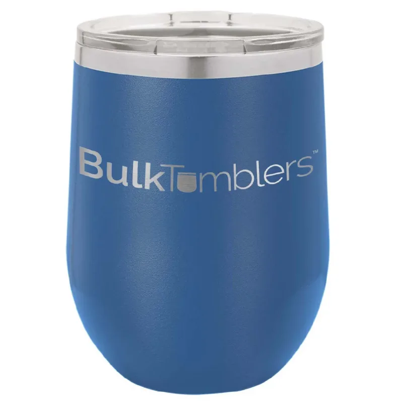 12 oz vinglas-tumbler med logo laserskåret på isolerede vinglas-tumblere i rustfrit stål + låg