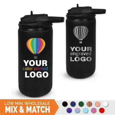 12 oz eristetty urheiluvesipullo ja siihen sopiva kansi – Mix & Match – tukkumyynti, henkilökohtainen kaiverrus tai täysvärinen logotulostus