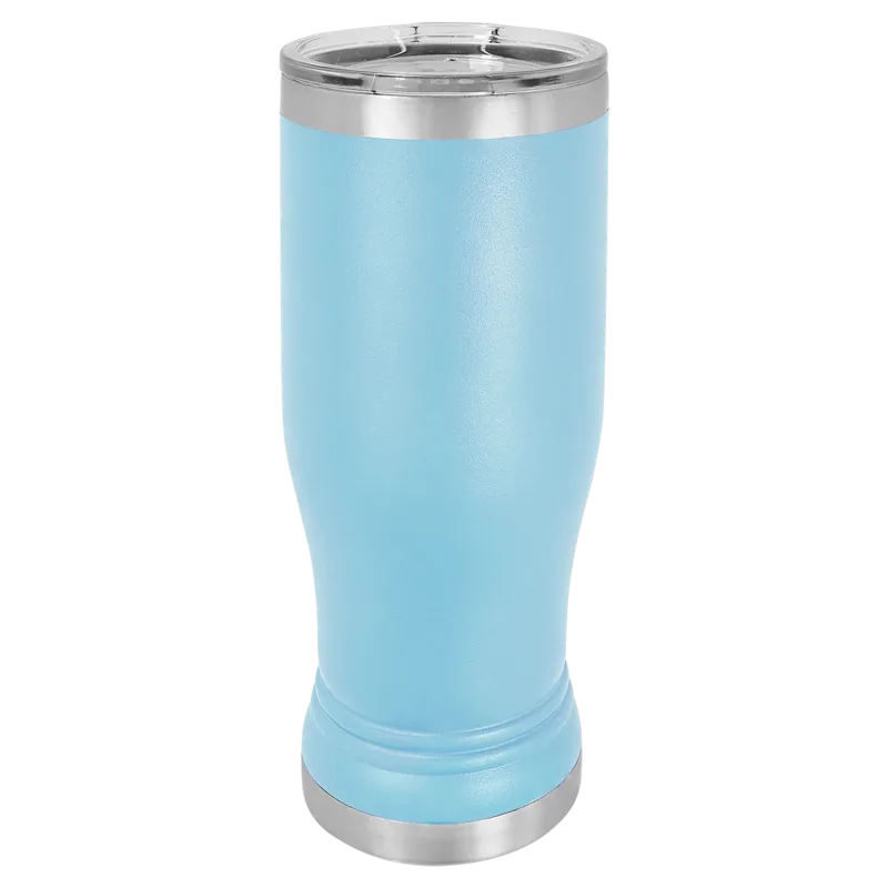 Copo de cerveja pilsner em vidro de 14 oz em branco, aço inoxidável térmico + tampa