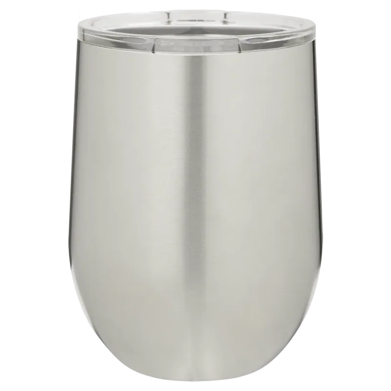 12 oz vinglas-tumbler med logo laserskåret på isolerede vinglas-tumblere i rustfrit stål + låg