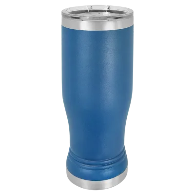 Copo de cerveja pilsner em vidro de 14 oz em branco, aço inoxidável térmico + tampa