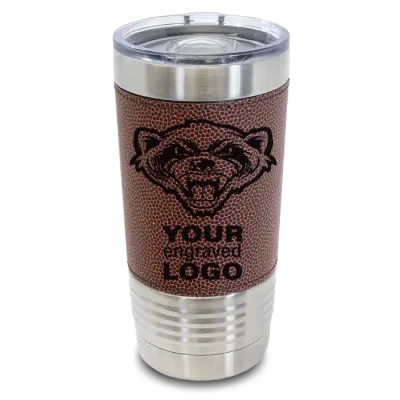 20 oz Football Leather Tumblers -Mix & Match- Bulk Wholesale Personalized Engraved or Full Color Print Logo