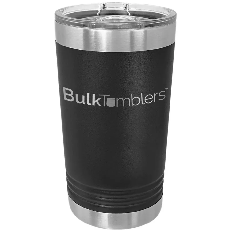 Vaso de pinta de 16 oz con logo grabado a láser en vaso térmico de cerveza de acero inoxidable + tapa