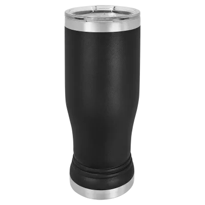 Copo de cerveja pilsner em vidro de 14 oz em branco, aço inoxidável térmico + tampa