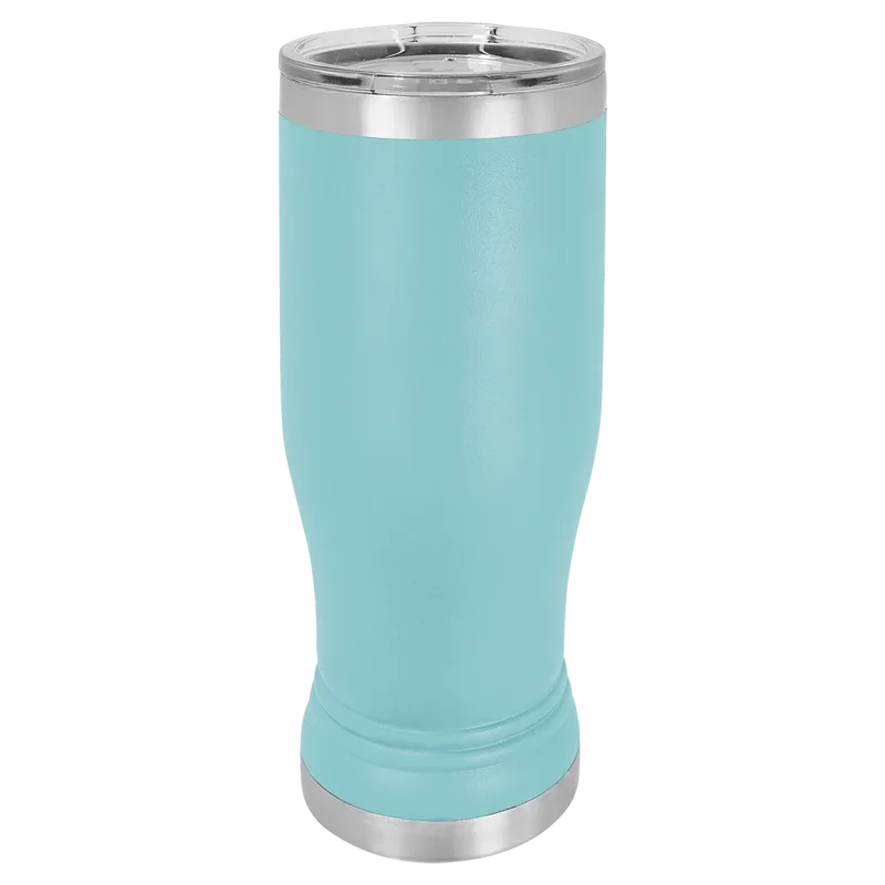 Copo de cerveja pilsner em vidro de 14 oz em branco, aço inoxidável térmico + tampa