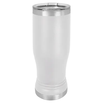 Copo de cerveja pilsner em vidro de 14 oz em branco, aço inoxidável térmico + tampa