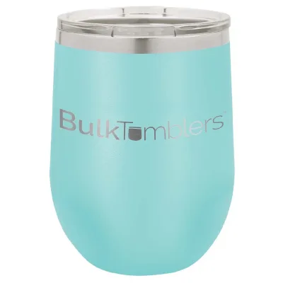 12 oz vinglas-tumbler med logo laserskåret på isolerede vinglas-tumblere i rustfrit stål + låg