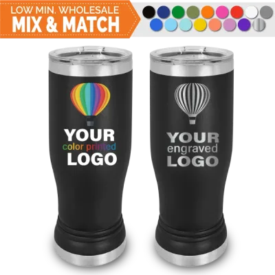 20 oz Promo Pilsner Beer Tumblers -Mix & Match- Bulk Wholesale Personalized Engraved or Full Color Print Logo