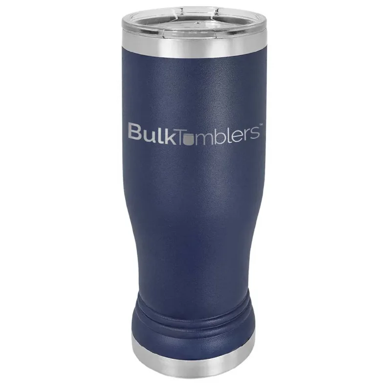 14 oz personlig ölglas-tumbler i rostfritt stål med gravyr av logotyp, isolerad, med lock