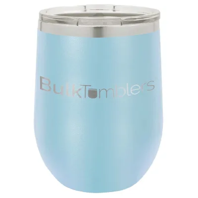 12 oz vinglas-tumbler med logo laserskåret på isolerede vinglas-tumblere i rustfrit stål + låg