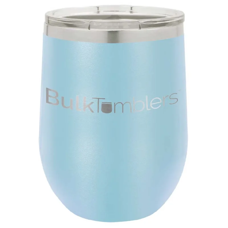 12 oz vinglas-tumbler med logo laserskåret på isolerede vinglas-tumblere i rustfrit stål + låg