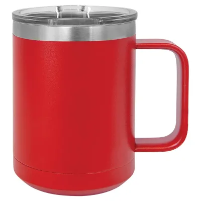 Taza de café de acero inoxidable con aislamiento de 15 oz, doble pared, recubrimiento en polvo (caja de 12)