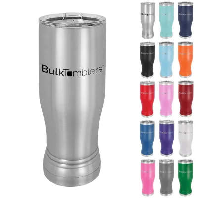 14 oz personlig ölglas-tumbler i rostfritt stål med gravyr av logotyp, isolerad, med lock