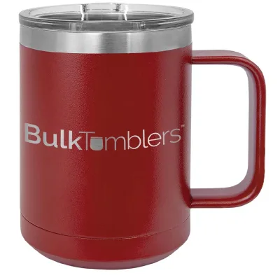 15 oz  Stainless Steel Insulated  Coffee Mug Personalized  Laser Engraved Logo Slider Lid