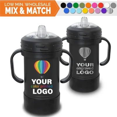 10 oz Promo Sippy Cup Kids Tumblers -Mix & Match- Bulk Wholesale Personalized Engraved or Full Color Print Logo