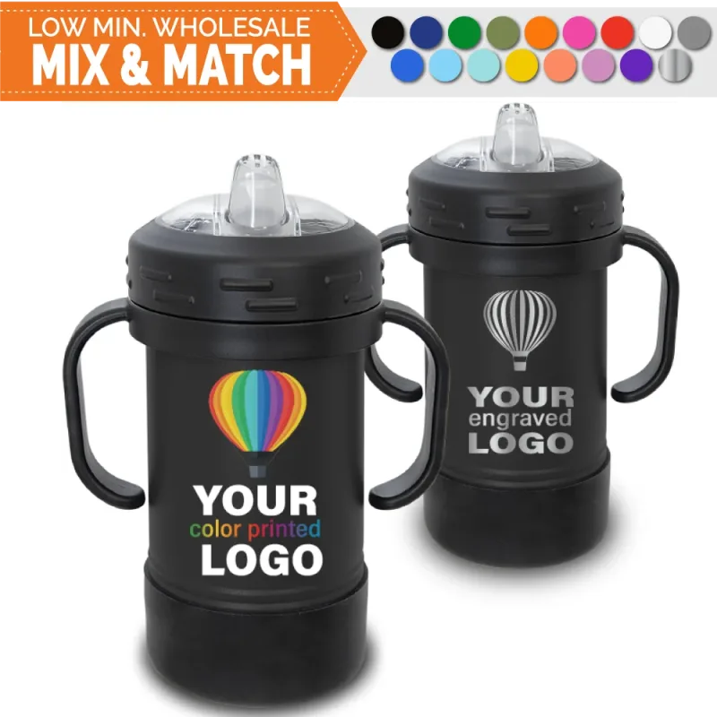 10 oz Promo Sippy Cup Kids Tumblers -Mix & Match- Bulk Wholesale Personalized Engraved or Full Color Print Logo
