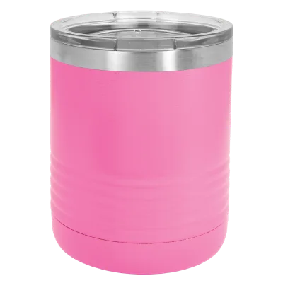 10 oz Lowball Whisky Glass med logo laserskåret på isolerede Rocks Tumblers i rustfrit stål + låg