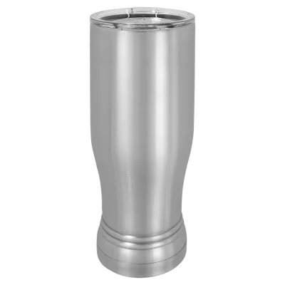 Copo de cerveja pilsner em vidro de 14 oz em branco, aço inoxidável térmico + tampa