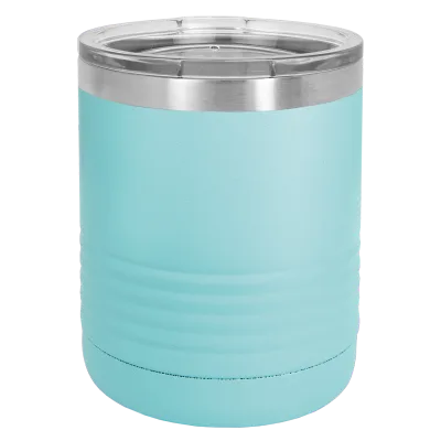 10 oz Lowball Whisky Glass med logo laserskåret på isolerede Rocks Tumblers i rustfrit stål + låg