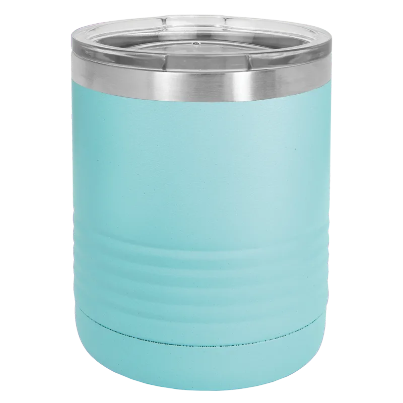 10 oz Lowball Whisky Glass med logo laserskåret på isolerede Rocks Tumblers i rustfrit stål + låg