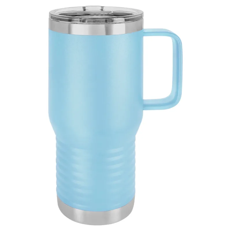 20 oz isoleret termokrus i rustfrit stål med hank til rejsebrug - pulverlakeret (kasse med 24)