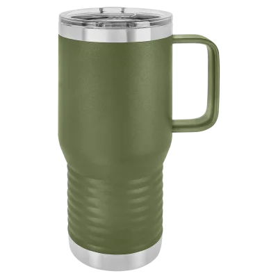 20 oz isoleret termokrus i rustfrit stål med hank til rejsebrug - pulverlakeret (kasse med 24)