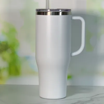 40 oz isoleret termokop i rustfrit stål med hank og skruelåg med skydelåg