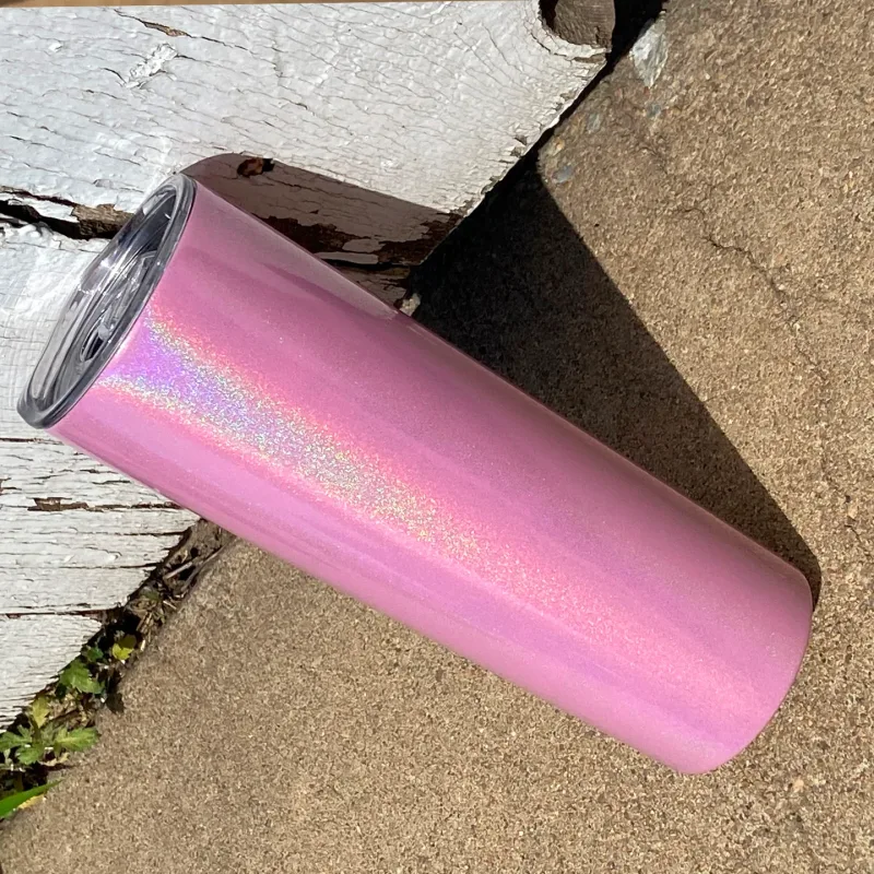 GLITTER Sublimation 20 oz Skinny Holographic Glitter Insulated Tumbler