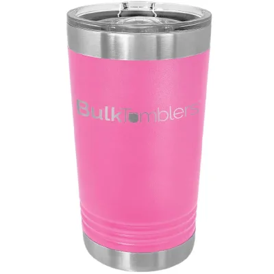 Vaso de pinta de 16 oz con logo grabado a láser en vaso térmico de cerveza de acero inoxidable + tapa
