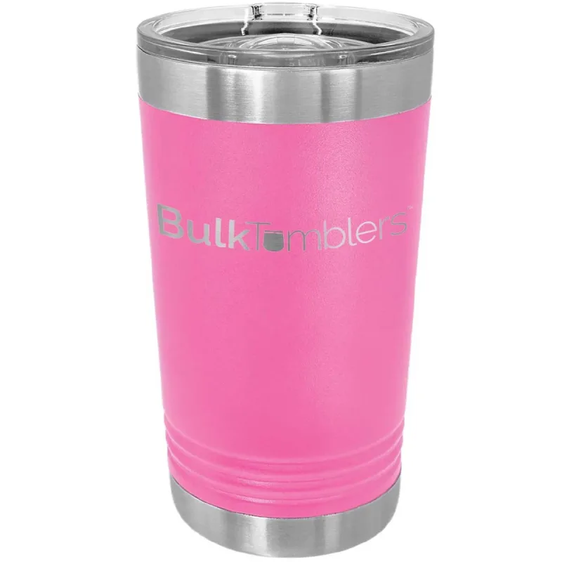 Vaso de pinta de 16 oz con logo grabado a láser en vaso térmico de cerveza de acero inoxidable + tapa